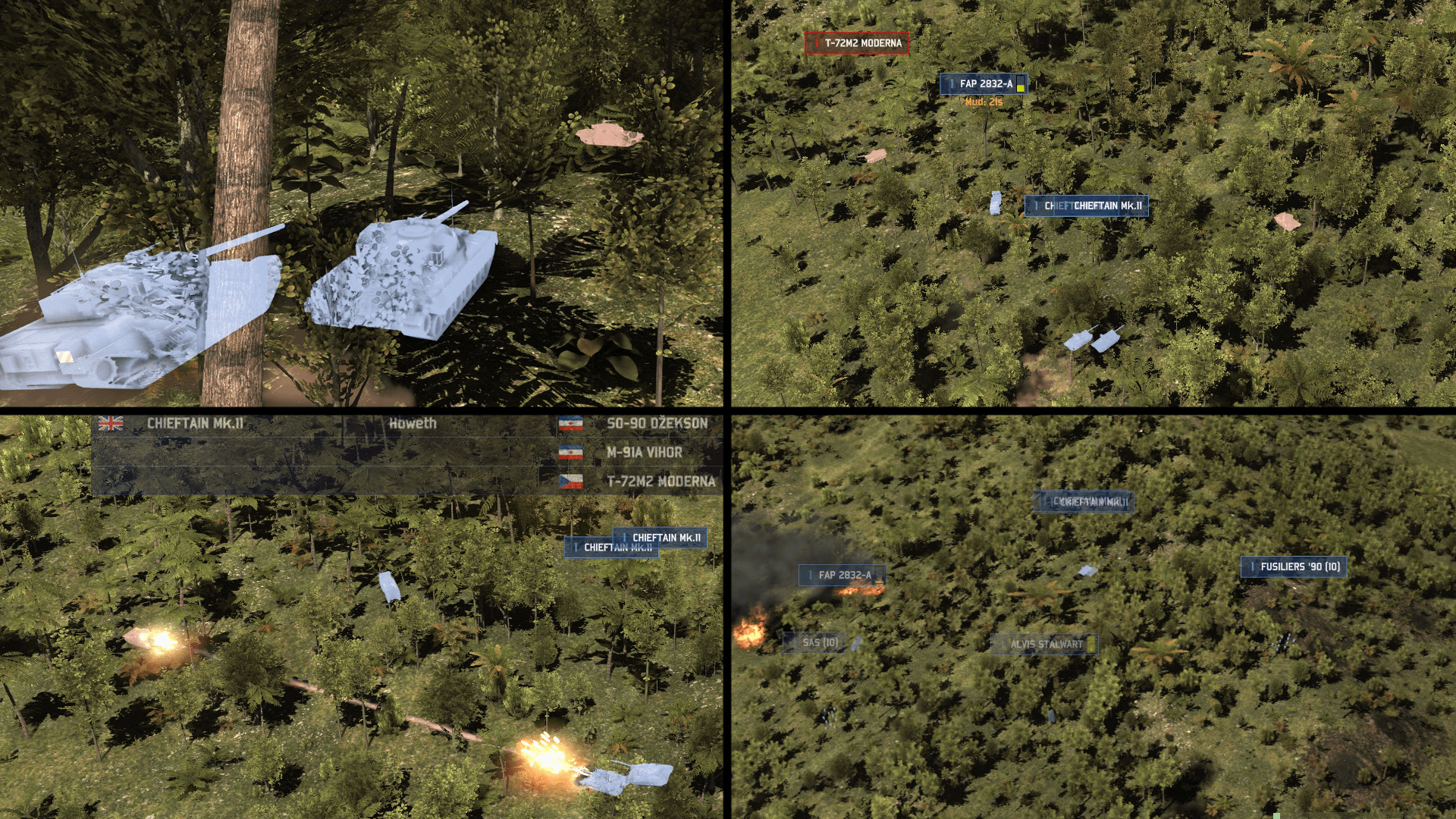 Figure 18. Forest fighting with tanks.